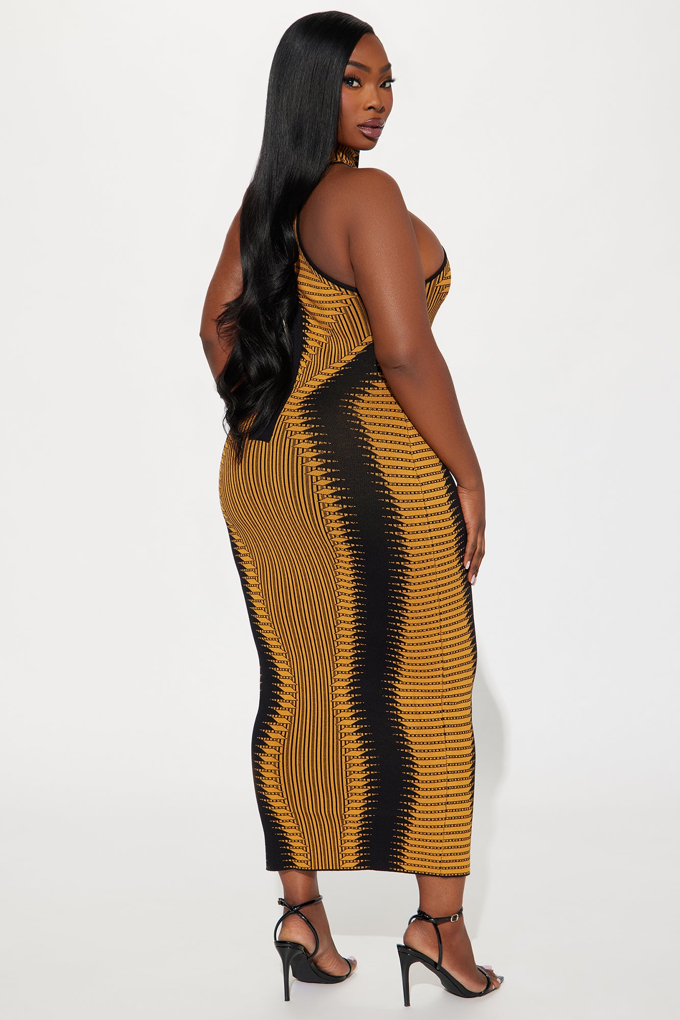 Sweater Midi Dress - Gold/Black - Image 6