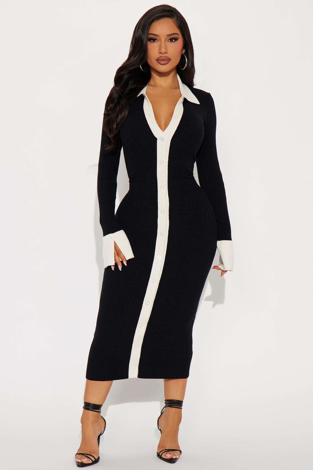 Sweater Midi Dress - Black/combo - Image 2
