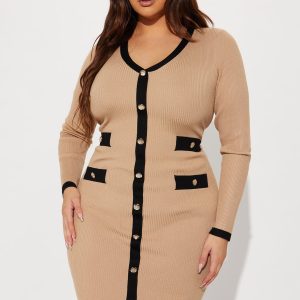 Midi Dress - Nude/combo