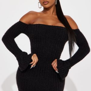 Sweater Mini Dress - Black