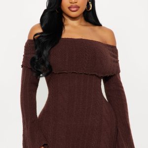 Sweater Mini Dress - Chocolate