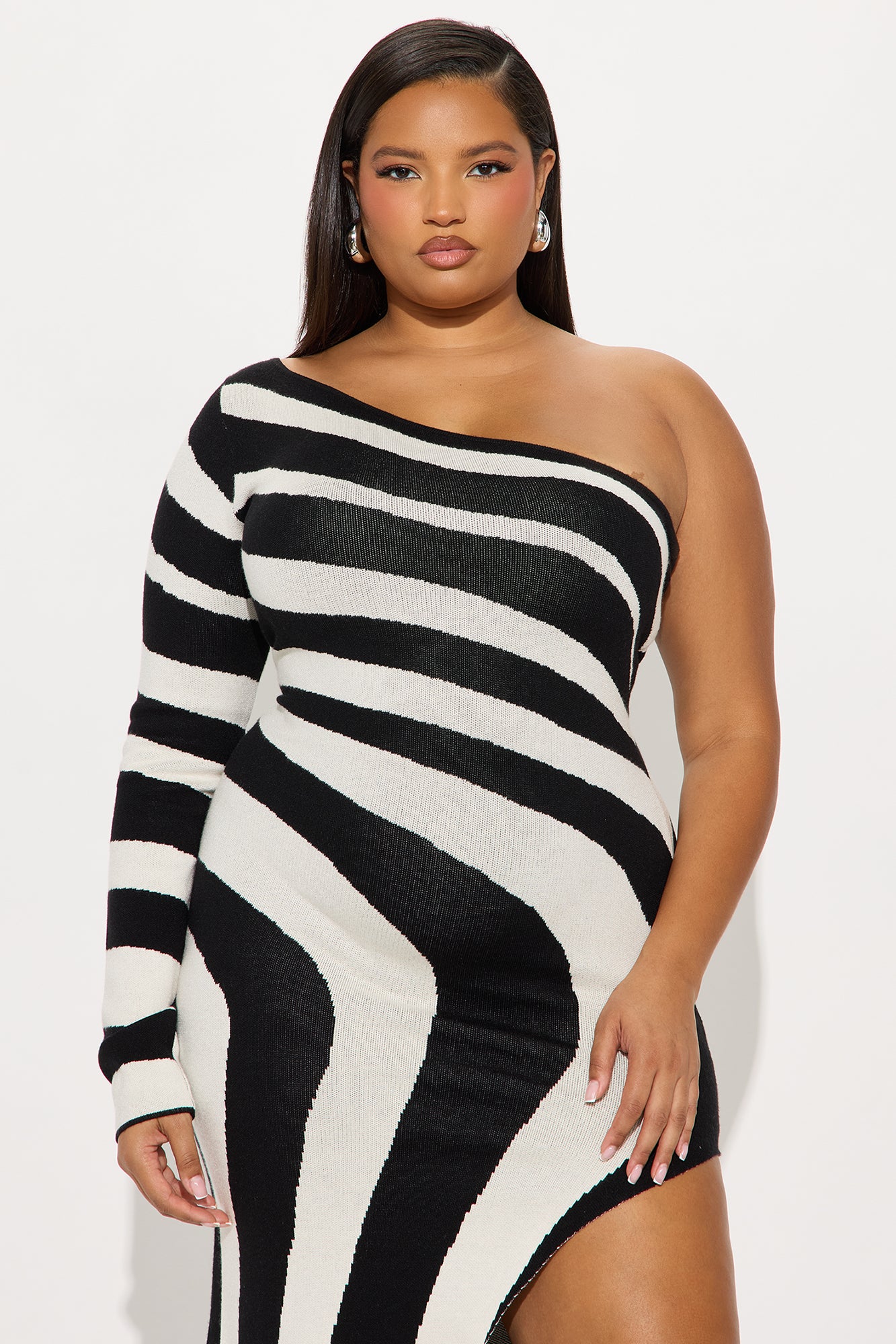 Sweater Maxi Dress - Black/White - Image 2