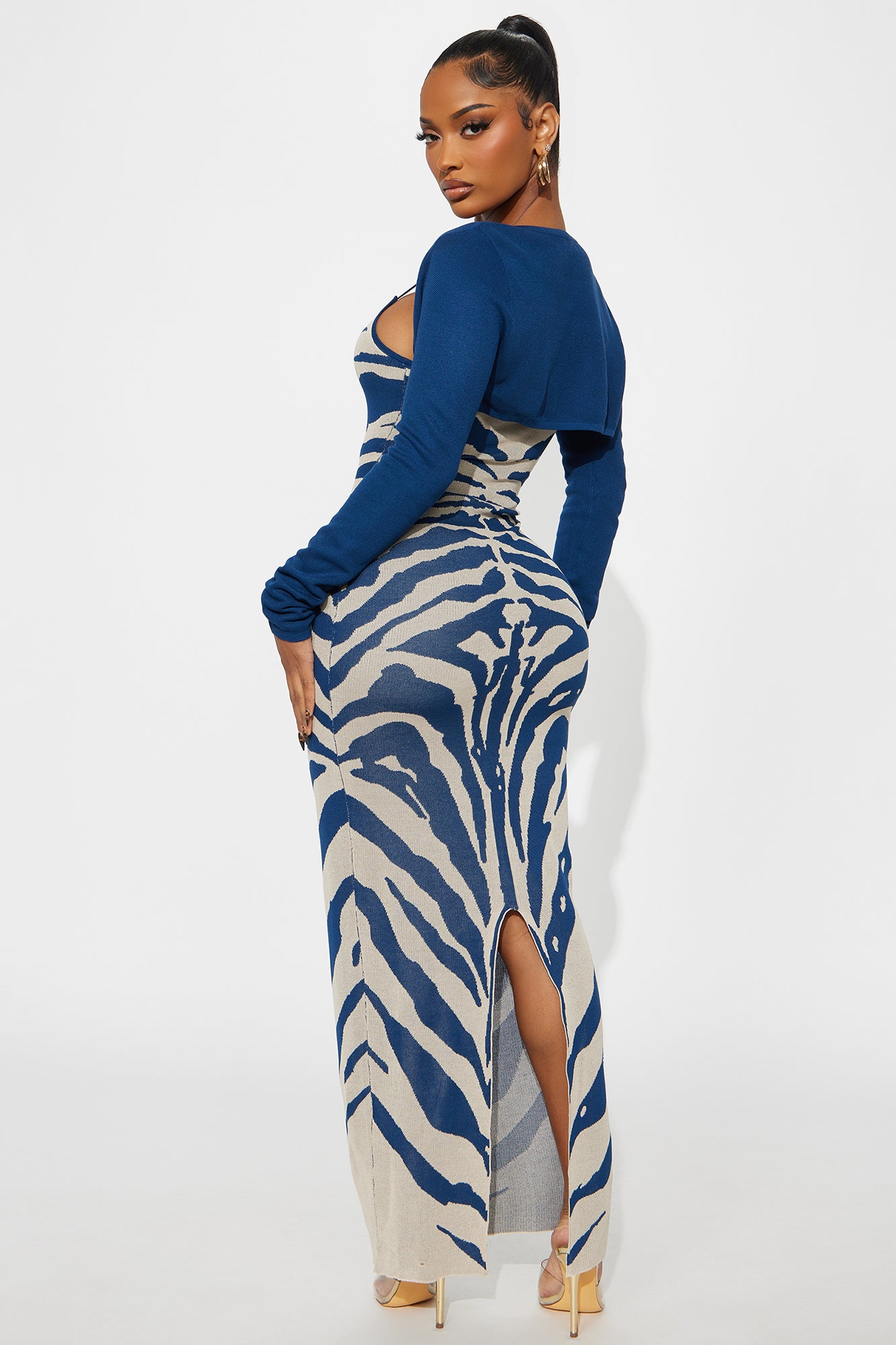 Sweater Dress Set - Grey/Blue - Image 3