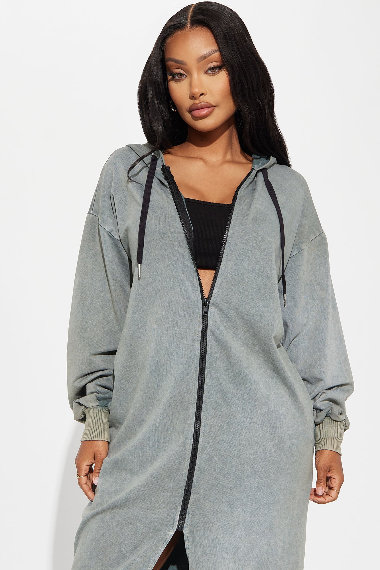 Hooded Maxi Dress - Green