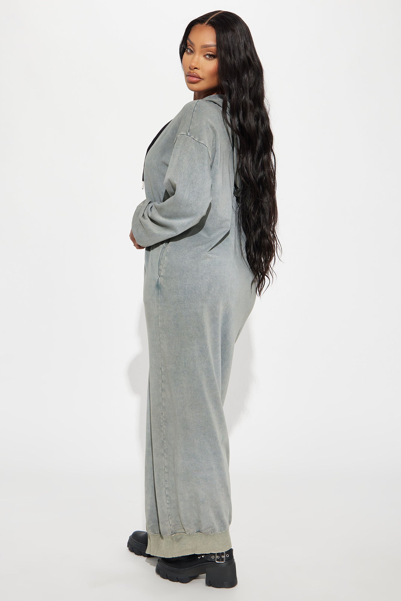 Hooded Maxi Dress - Green - Image 6