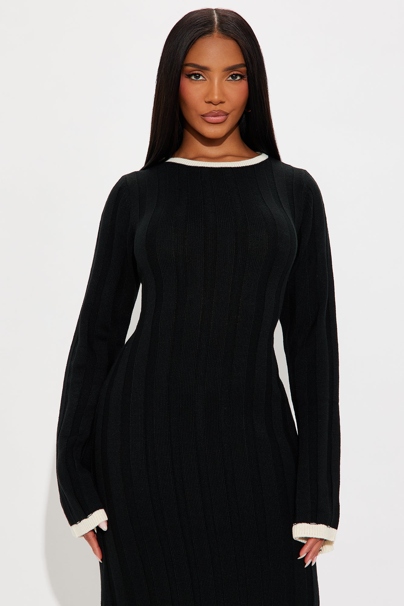 Deeply Valued Sweater Maxi Dress - Black/White - Image 16