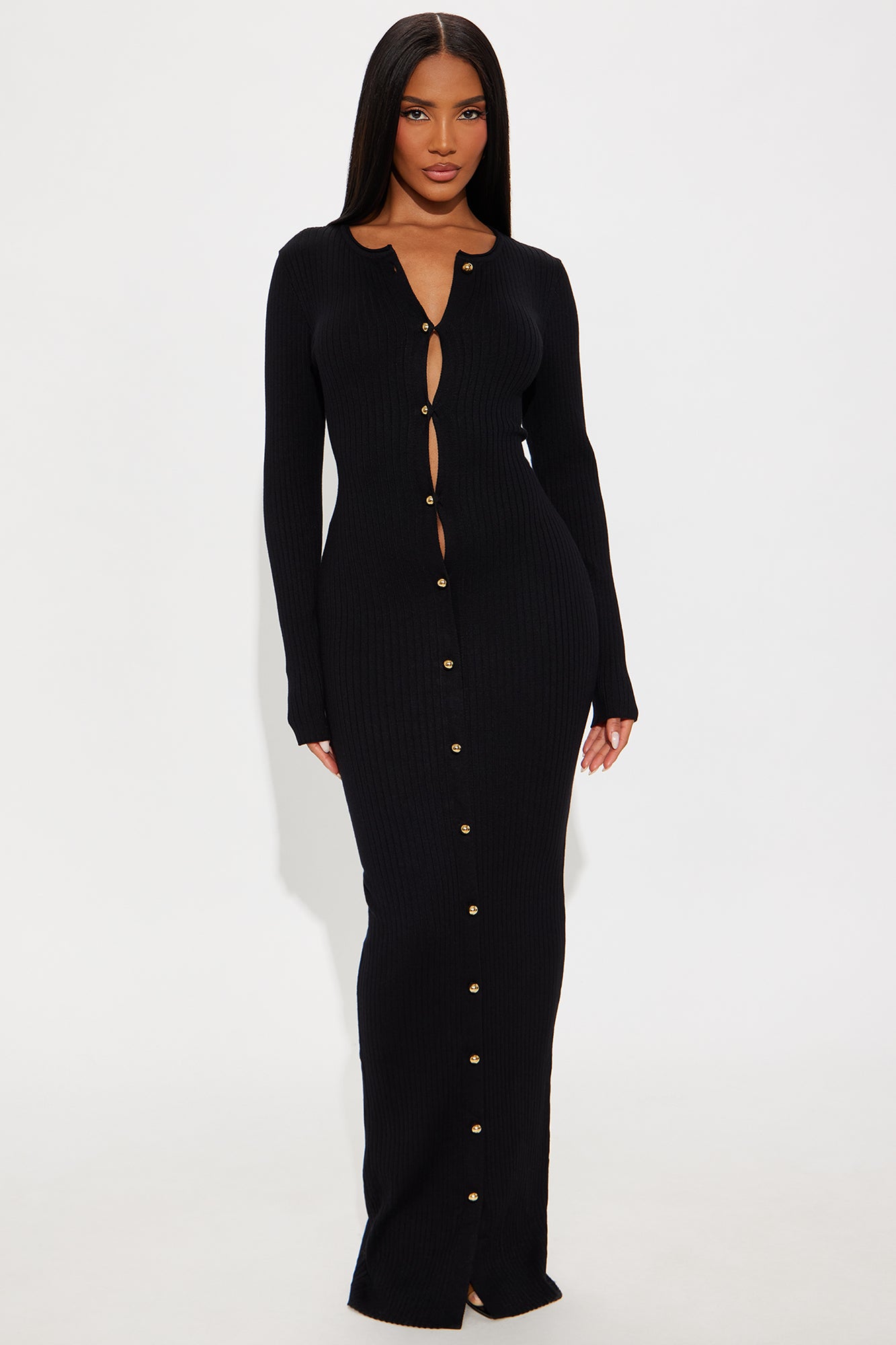 Deeply Valued Sweater Maxi Dress - Black/White - Image 51