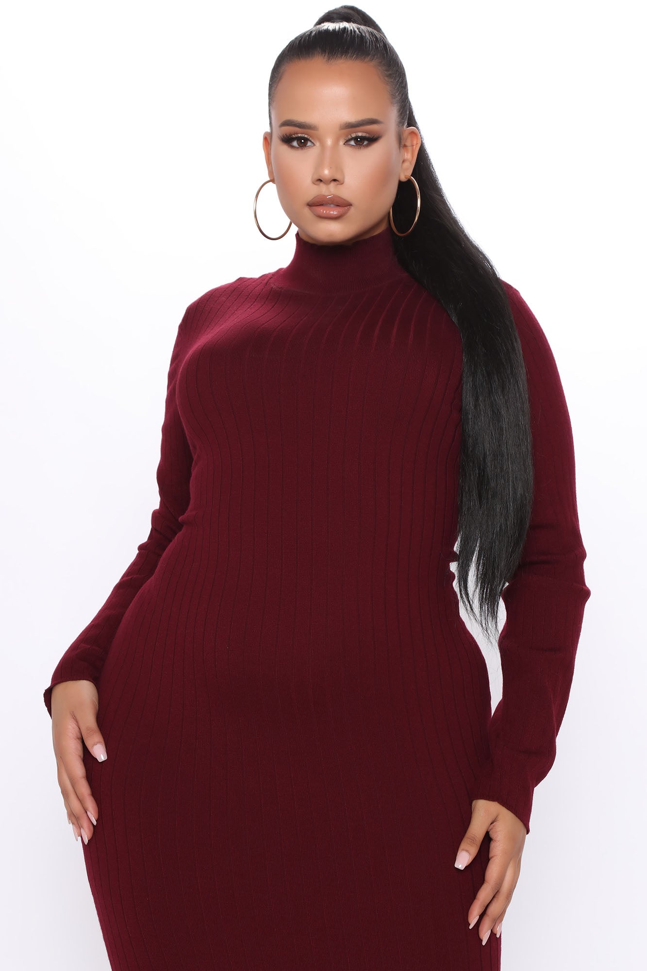 Sweater Midi Dress - Burgundy