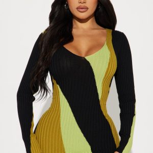 Sweater Maxi Dress - Black/Green