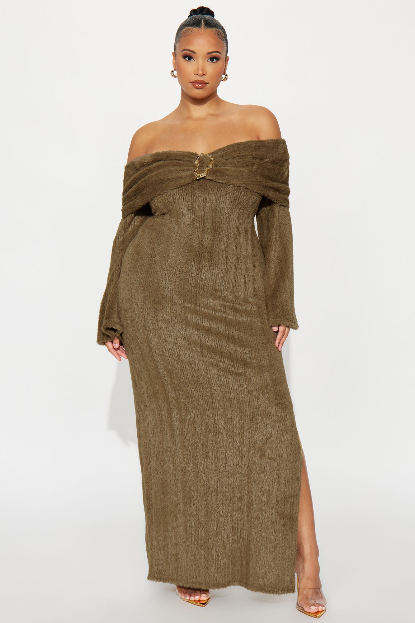 Sweater Maxi Dress - Olive - Image 2