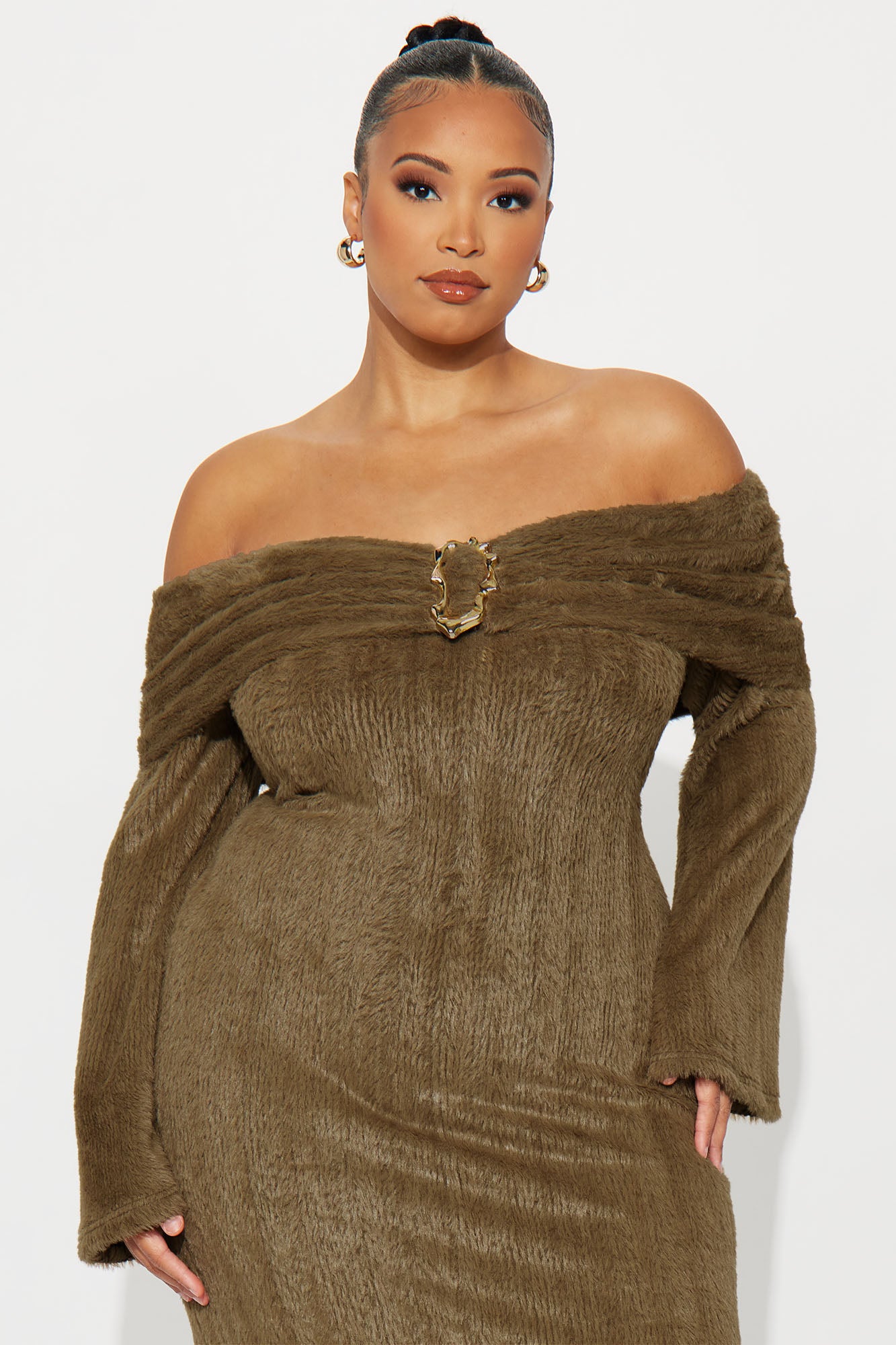 Sweater Maxi Dress - Olive - Image 6
