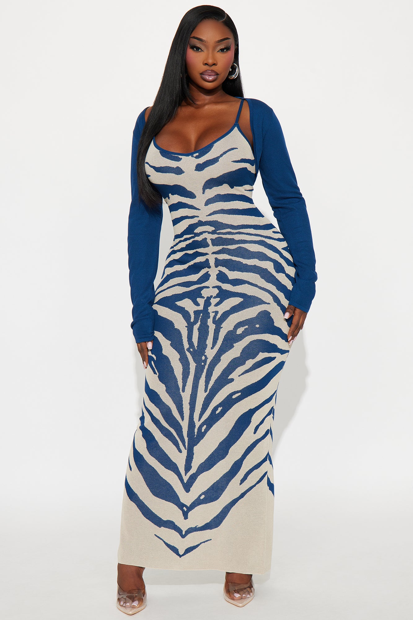 Sweater Dress Set - Grey/Blue - Image 6