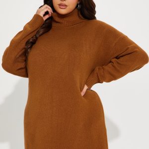 Sweater Midi Dress - Cognac