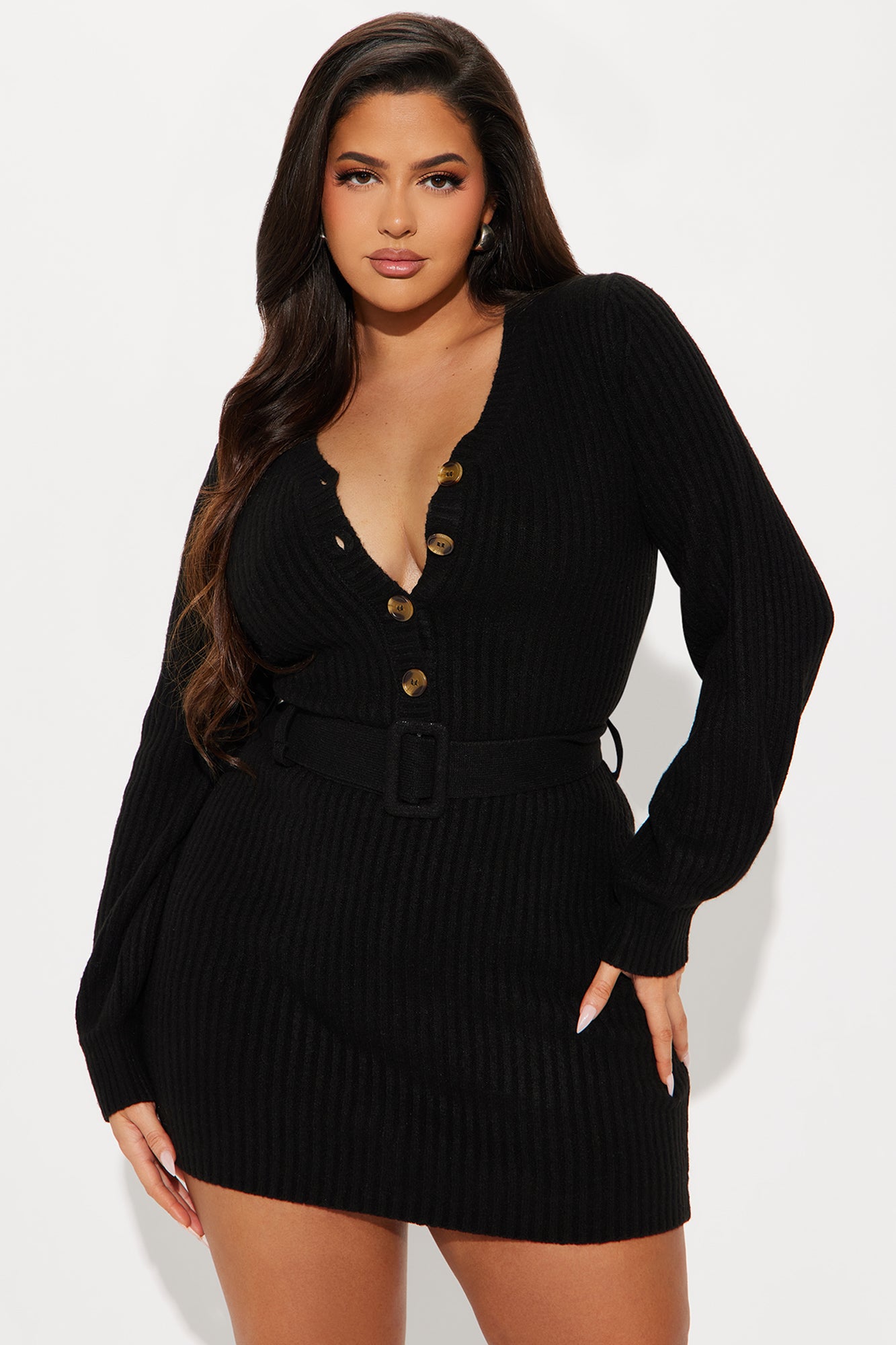 Sweater Mini Dress - Black - Image 5