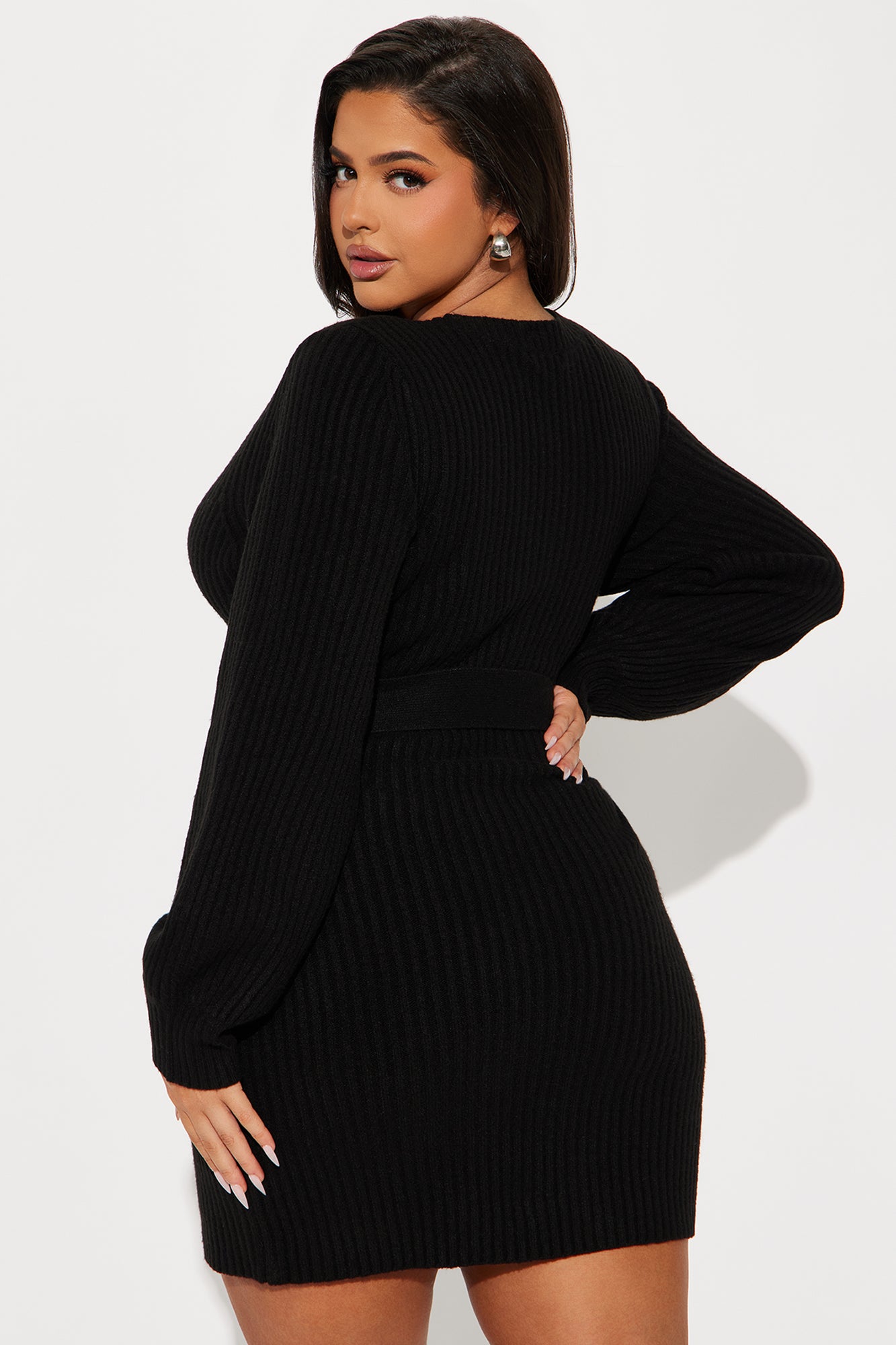 Sweater Mini Dress - Black - Image 9