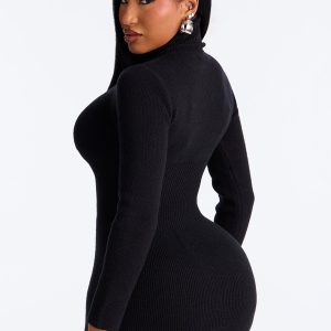 Sweater Mini Dress - Black
