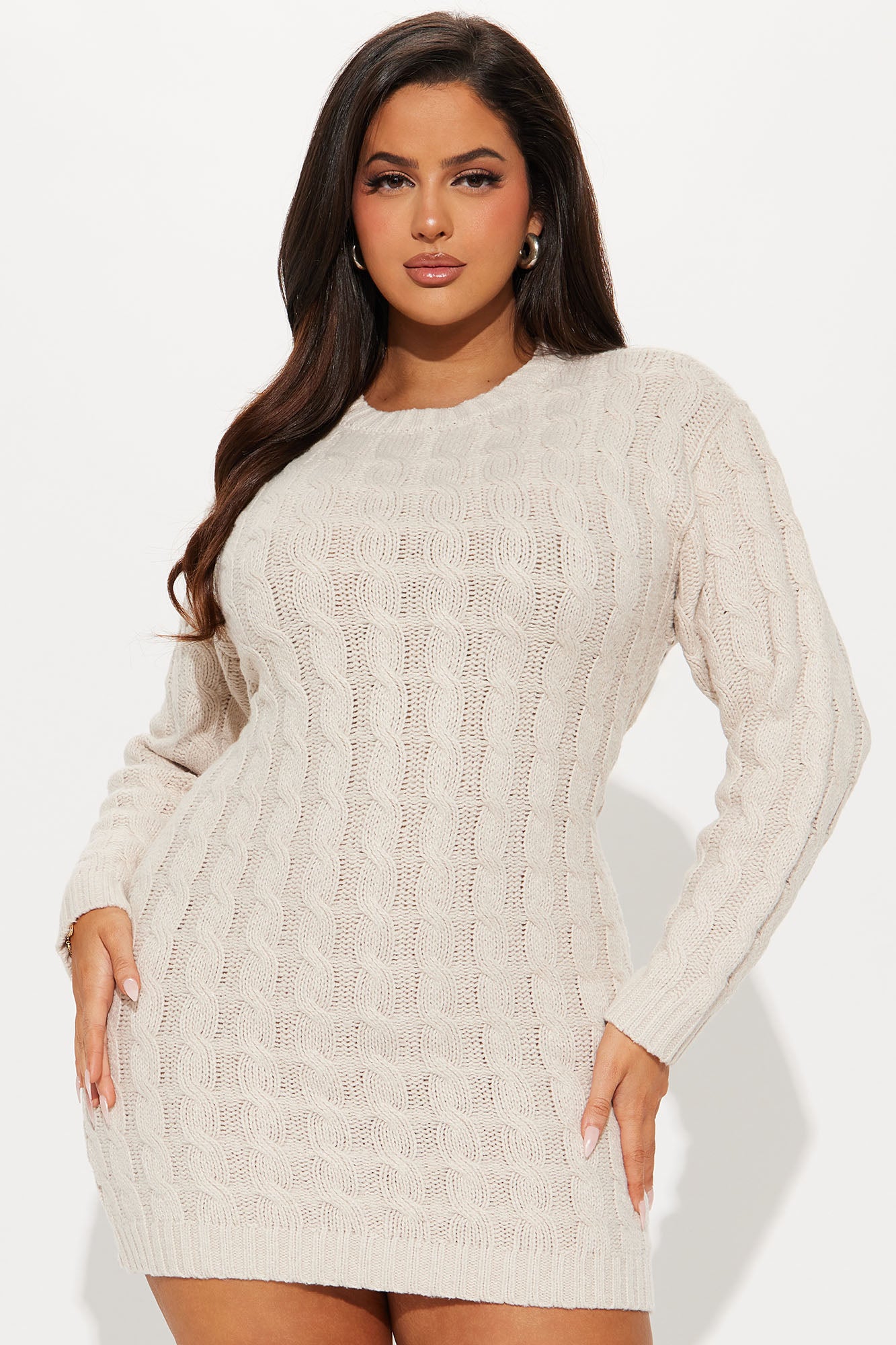 Sweater Mini Dress - Oatmeal - Image 5