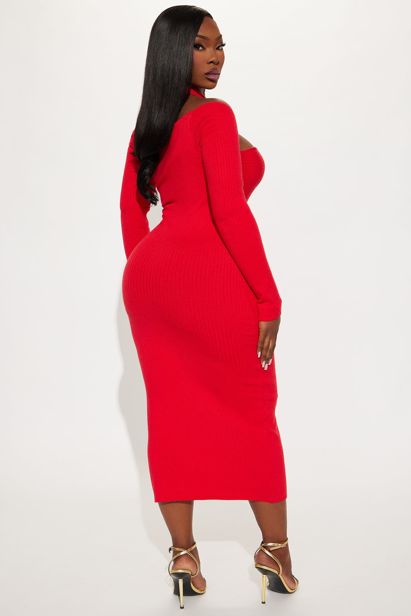 Sweater Midi Dress - Red - Image 5