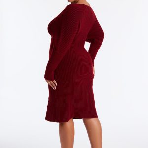 Sweater Midi Dress - Burgundy