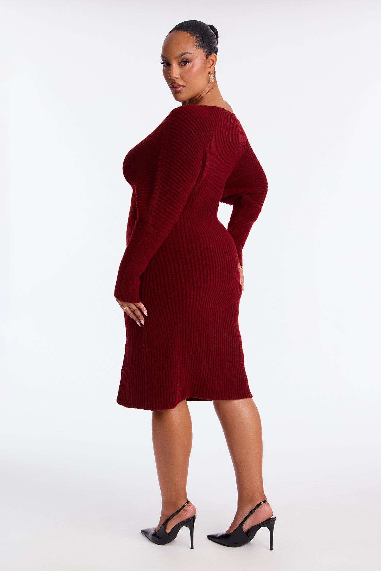 Sweater Midi Dress - Burgundy