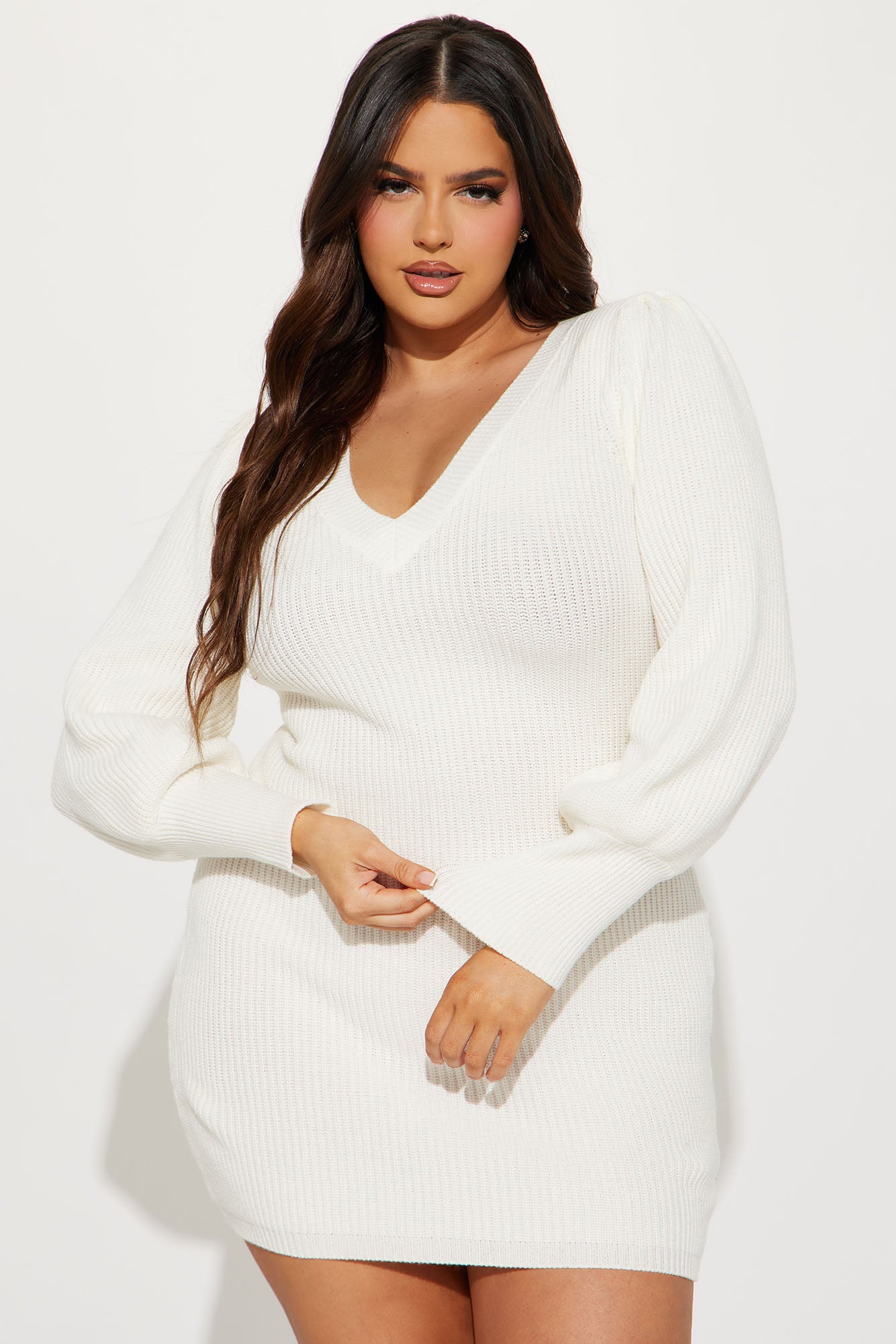 Sweater Mini Dress - Ivory - Image 3