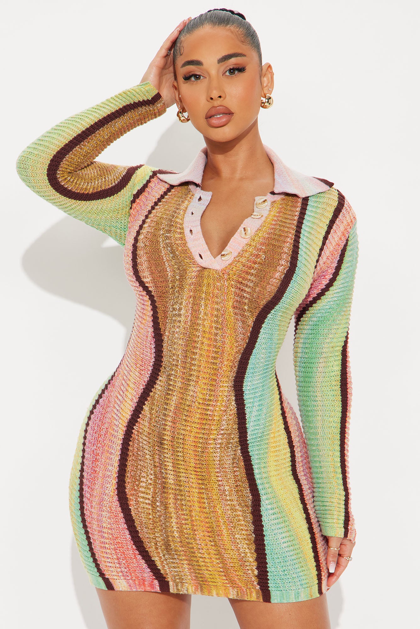 Sweater Mini Dress - Pink/combo - Image 56