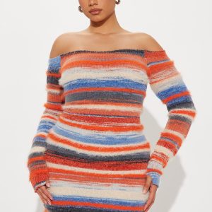 Sweater Maxi Dress - Orange/combo