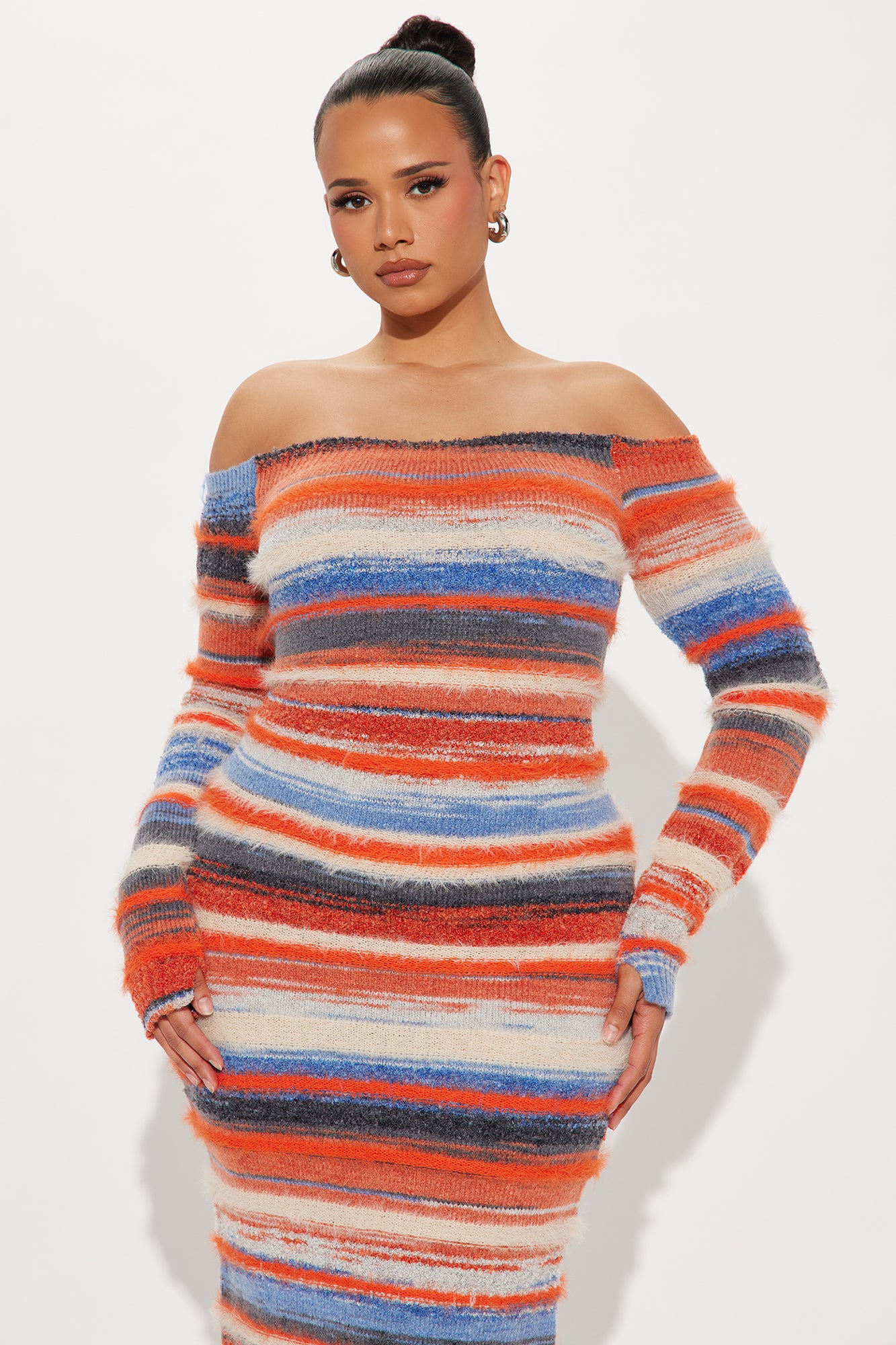 Sweater Maxi Dress - Orange/combo