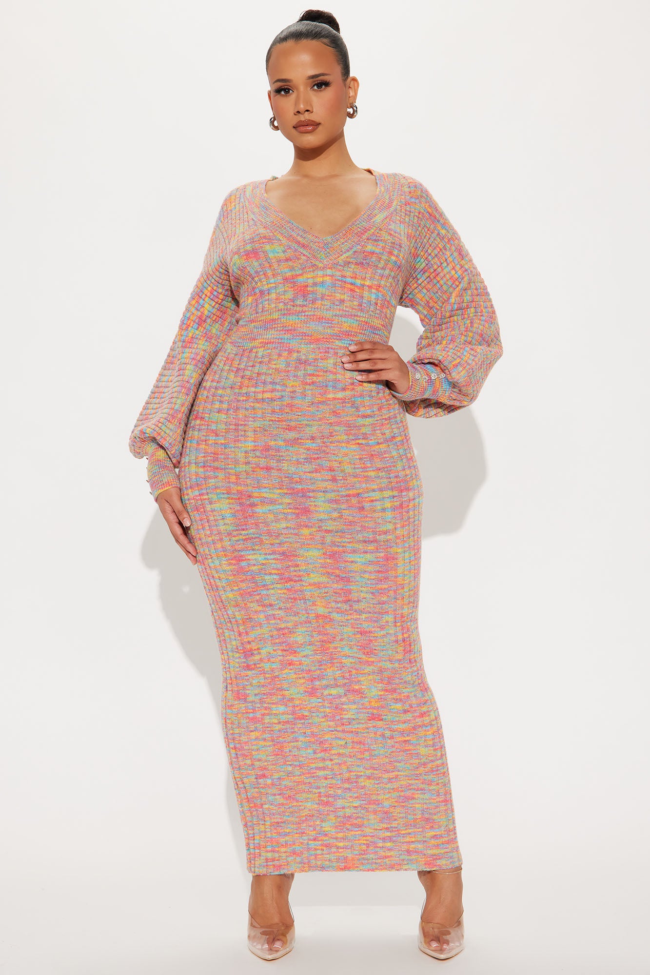 Sweater Maxi Dress - Multi Color - Image 3