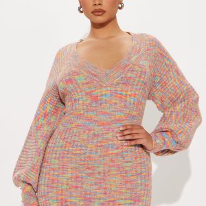 Sweater Maxi Dress - Multi Color
