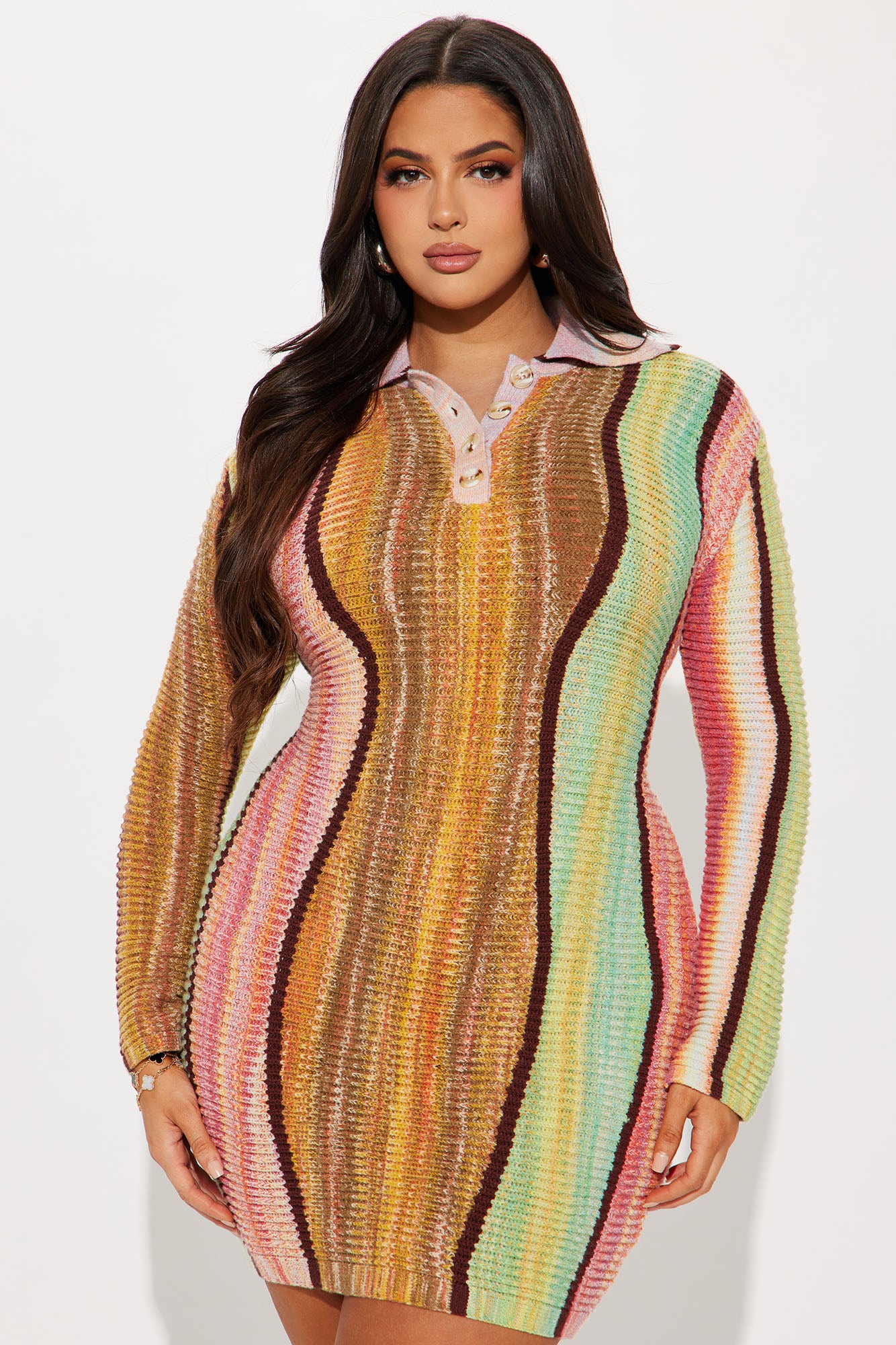 Sweater Mini Dress - Pink/combo - Image 4