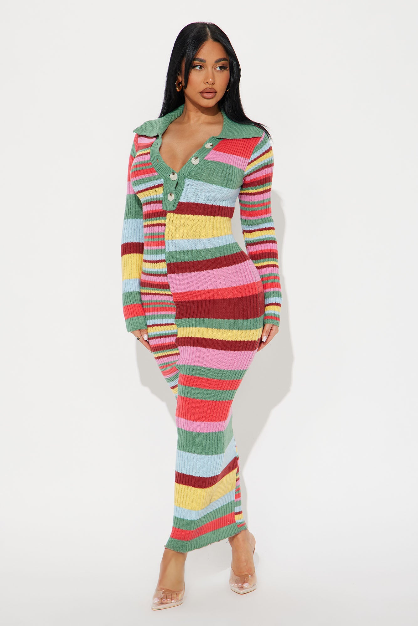 Sweater Maxi Dress - Multi Color - Image 6
