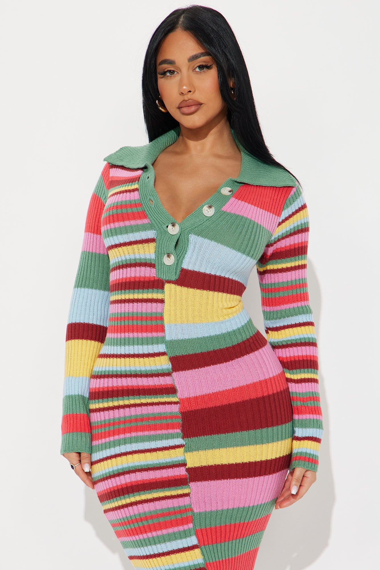 Sweater Maxi Dress - Multi Color - Image 2