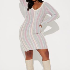 Sweater Mini Dress - Multi Color